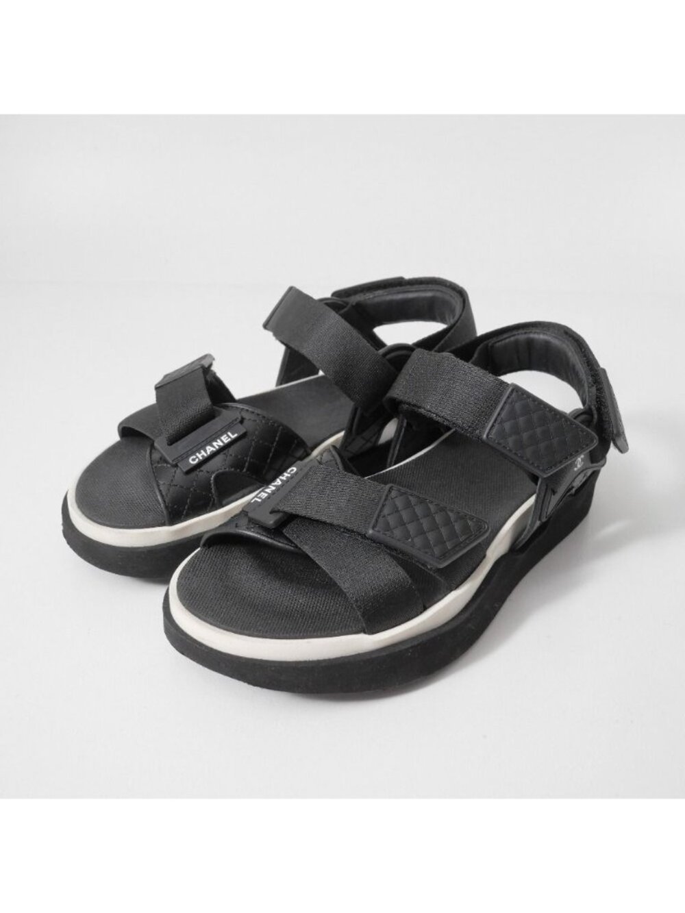 Chanel Sandals 36 CC Logo Quilted Sports Shoes